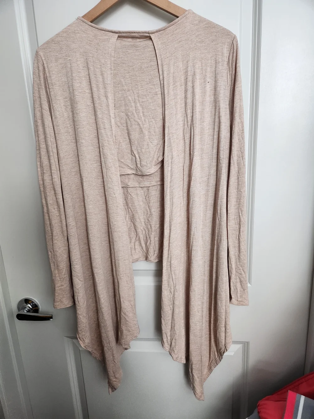 BCBGMaxAzria Light Beige Handkerchief Hem Long-Sleeve Tunic